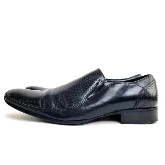 Robert Wayne Crash Snipped Square Toe Black Leather Loafers main image 4